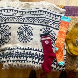 poncho and wool socks